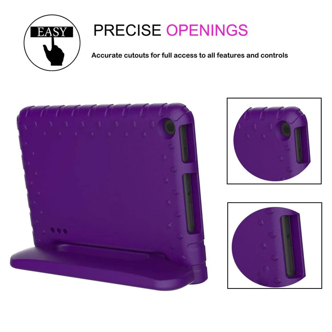 For Amazon Fire 7 2019 Kids Case Shockproof Cover With Stand - Purple
