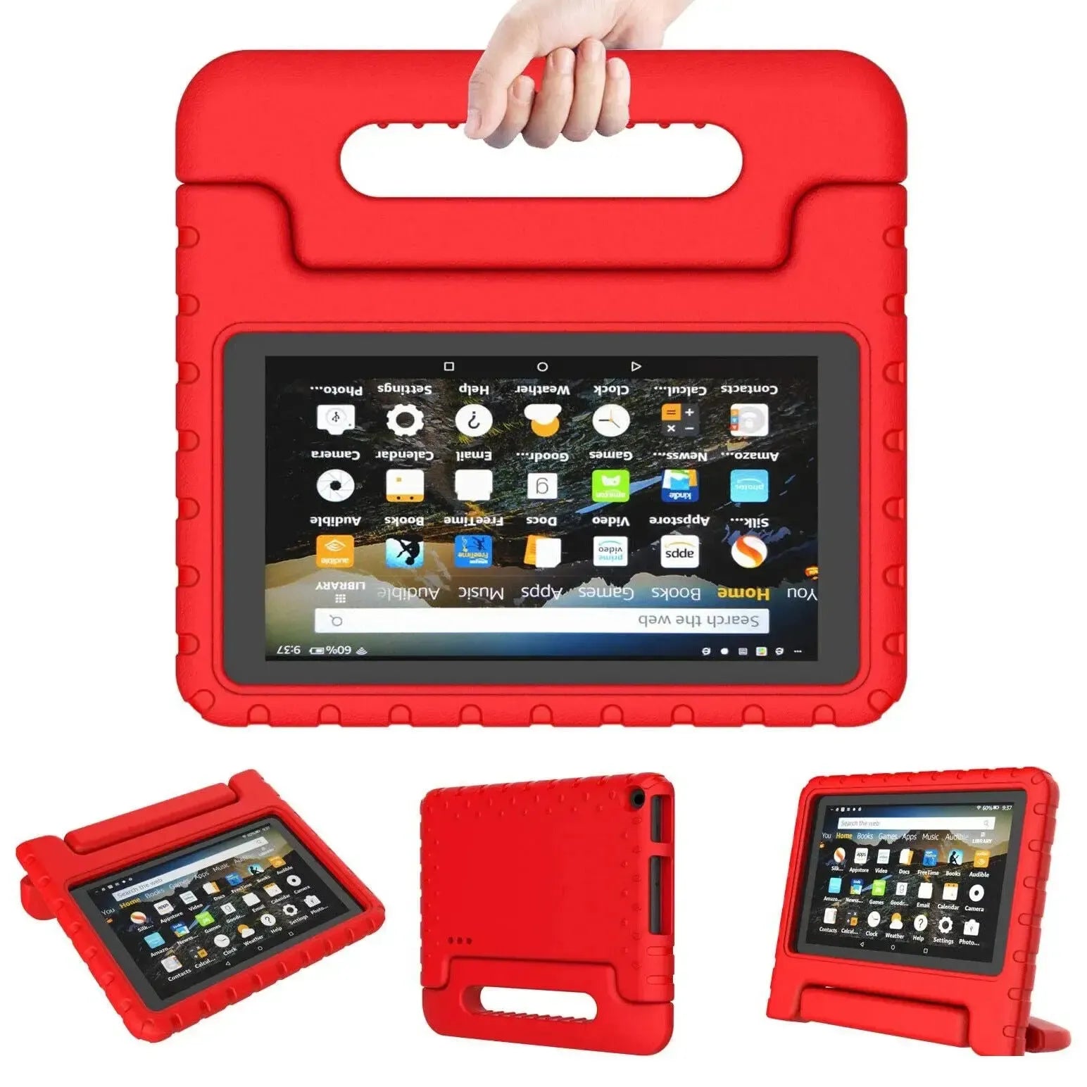 For Amazon Fire 7 2019 Kids Case Shockproof Cover With Stand - Red