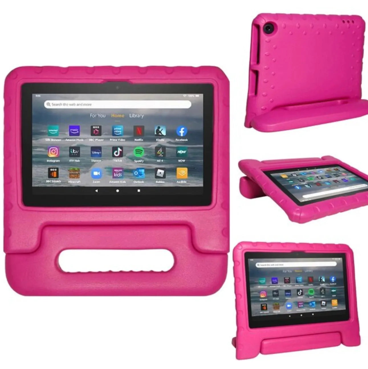 For Amazon Fire 7 2022 12th Gen Kids Case Shockproof Cover With Stand - Pink
