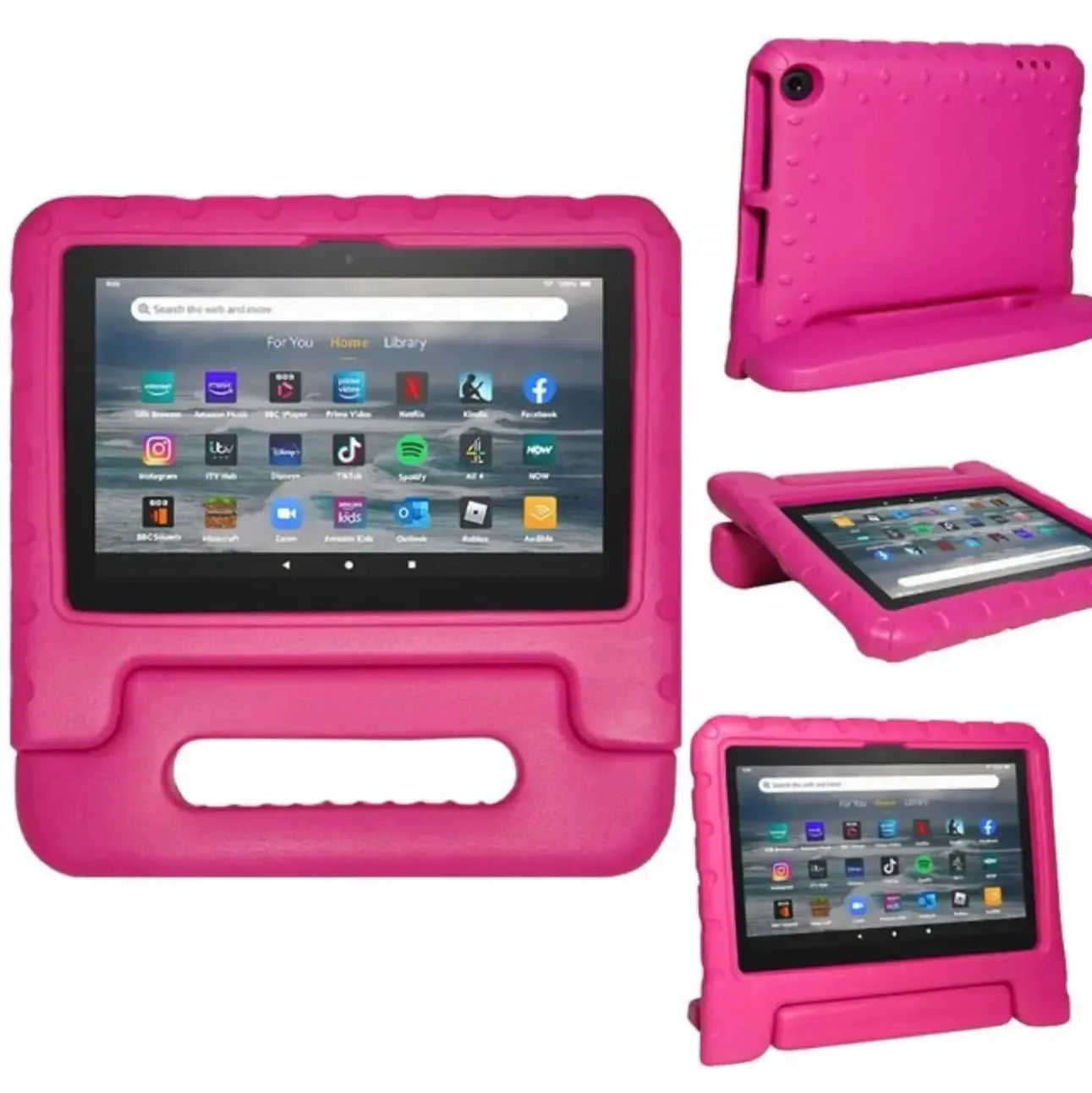 For Amazon Fire 7 2022 12th Gen Kids Case Shockproof Cover With Stand - Pink