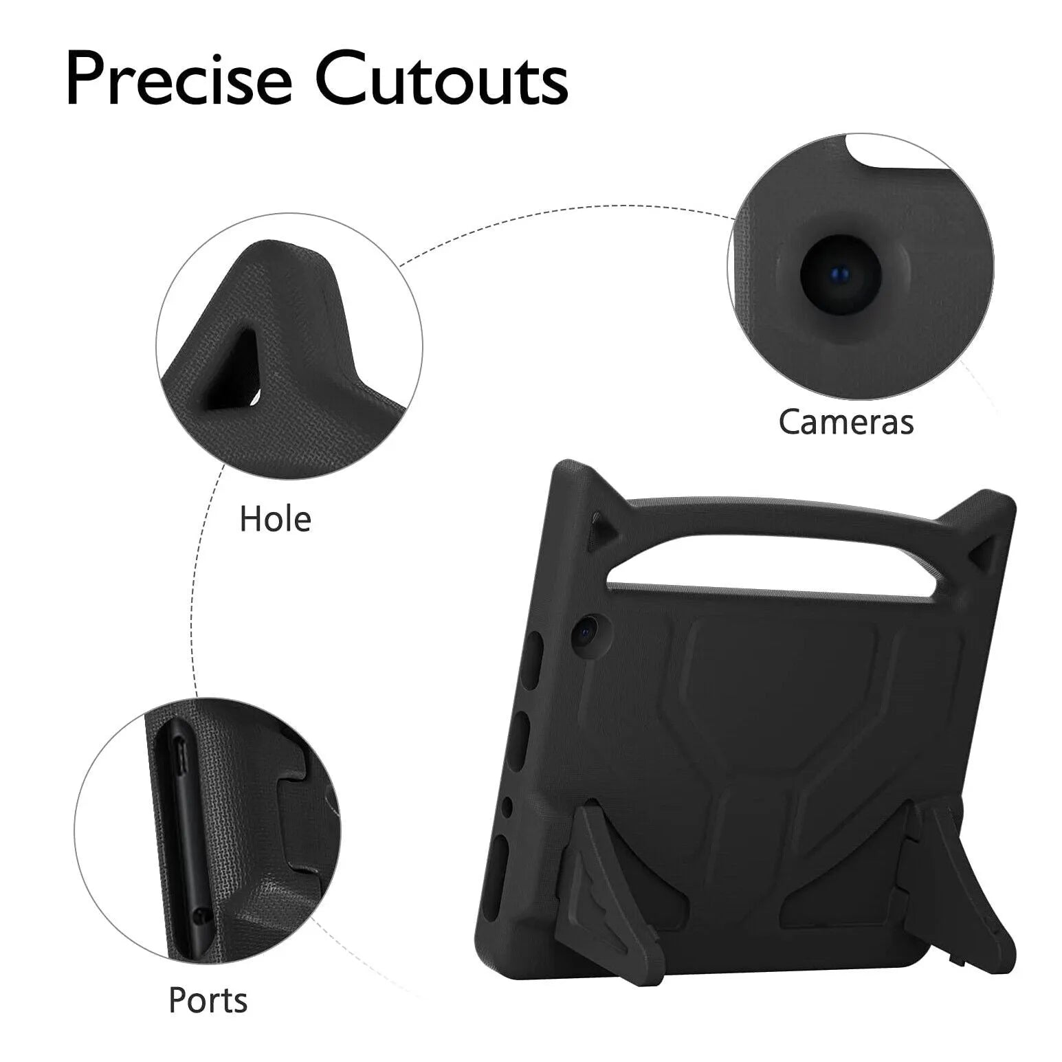 For Amazon Fire HD 10 2021 11th Gen Kids Case Shockproof Cover With Stand - Black