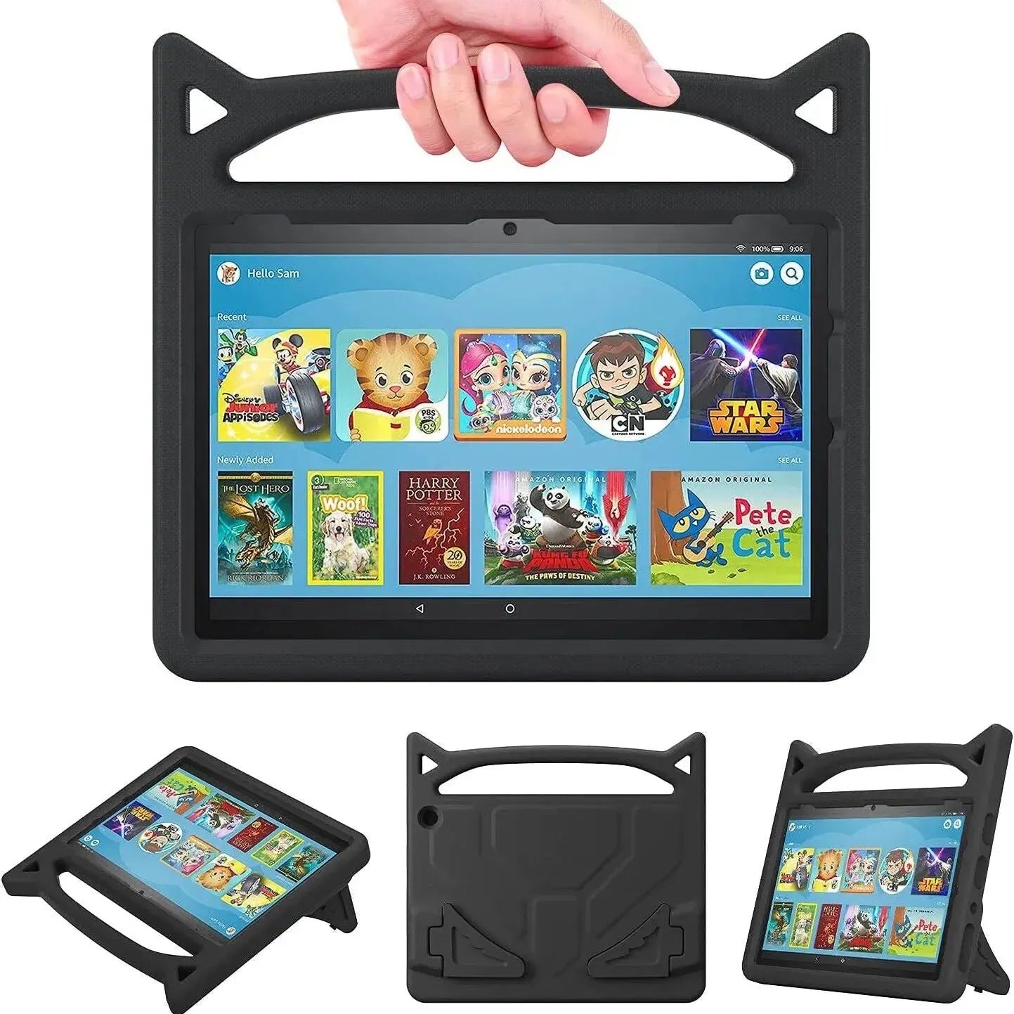 For Amazon Fire HD 10 2023 13th Gen Kids Case Shockproof Cover With Stand - Black