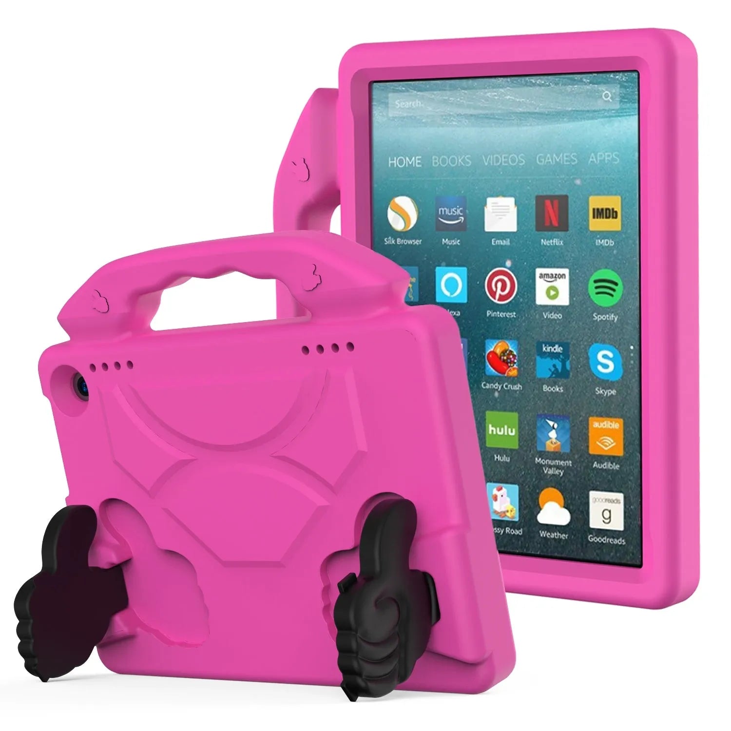 For Amazon Fire HD 8 2024 12th Gen Kids Case Shockproof Cover With Stand - Pink