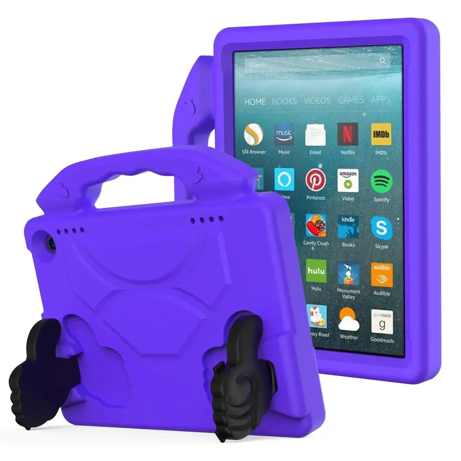 For Amazon Fire HD 8 2024 12th Gen Kids Case Shockproof Cover With Stand - Purple
