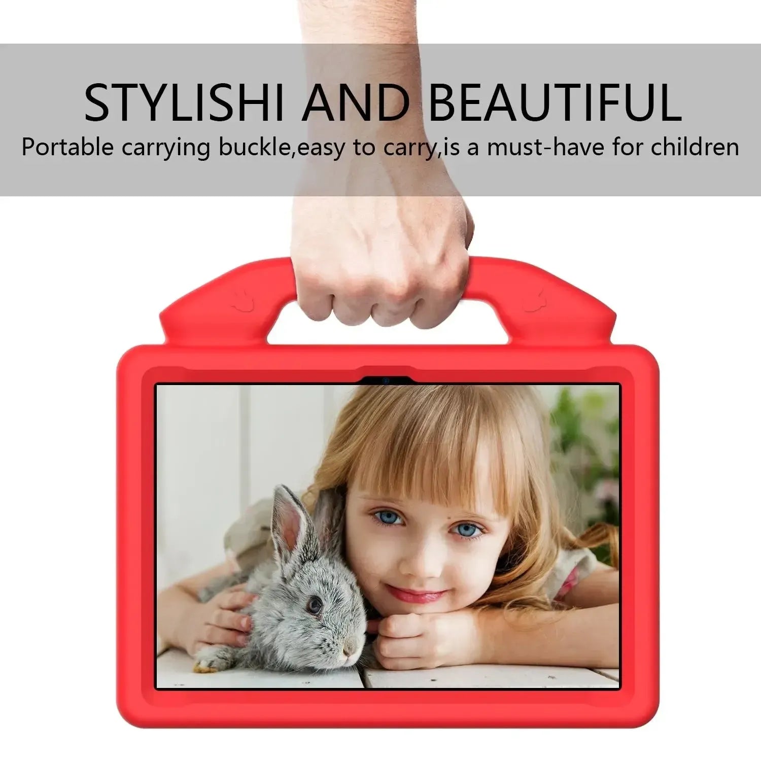 For Amazon Fire HD 8 2024 12th Gen Kids Case Shockproof Cover With Stand - Red