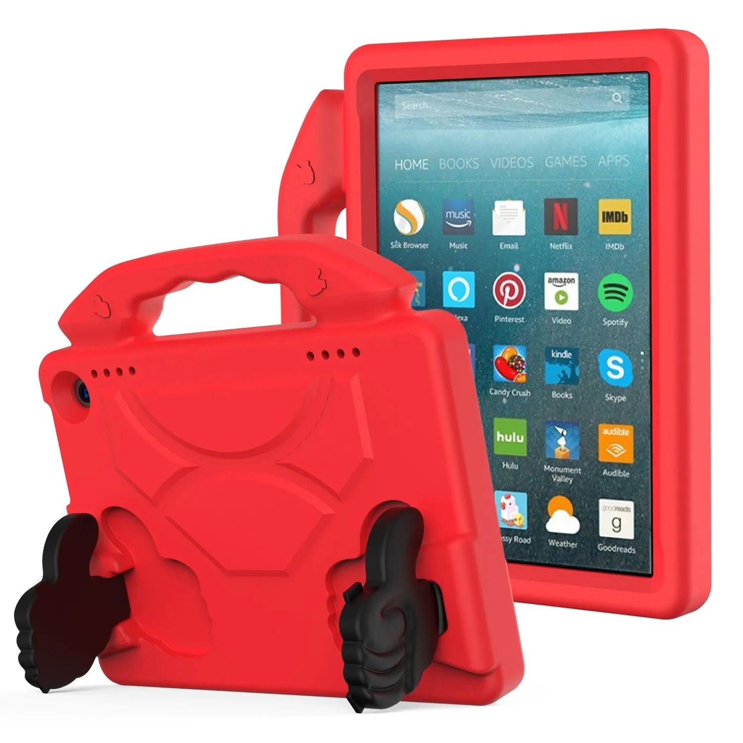 For Amazon Fire HD 8 2024 12th Gen Kids Case Shockproof Cover With Stand - Red