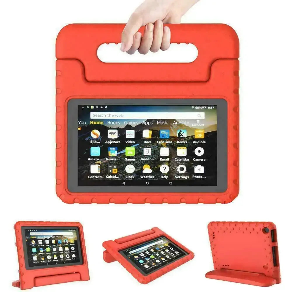 For Amazon Fire HD 8 2024 12th Gen Kids Case Shockproof Cover With Stand - Red