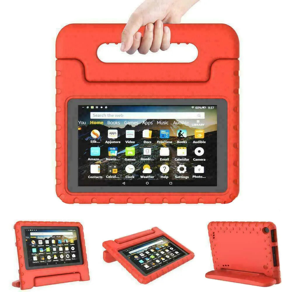 For Amazon Fire HD 8 2024 12th Gen Kids Case Shockproof Cover With Stand - Red