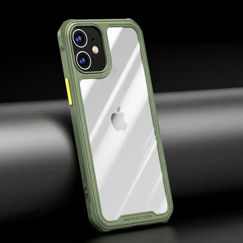 For Apple IPAKY iPhone 12/12 Pro (6.1") Hybrid Shockproof HD Transparent Dawn Case Green