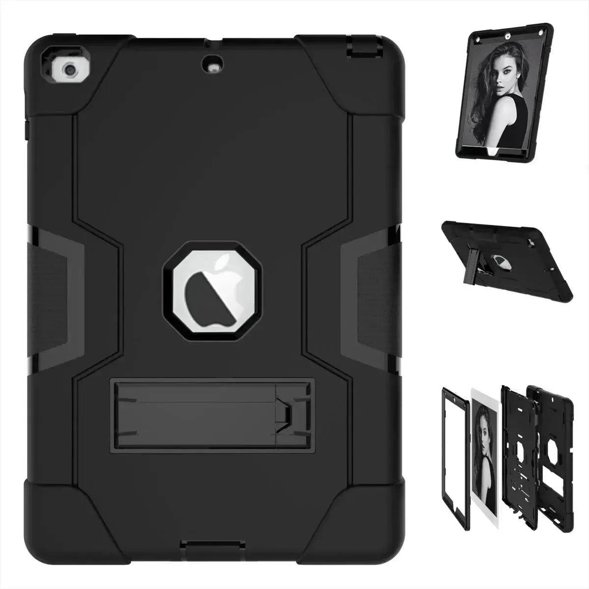 For Apple iPad Pro 13 7th Gen 2024 Hard Case Survivor with Stand Black