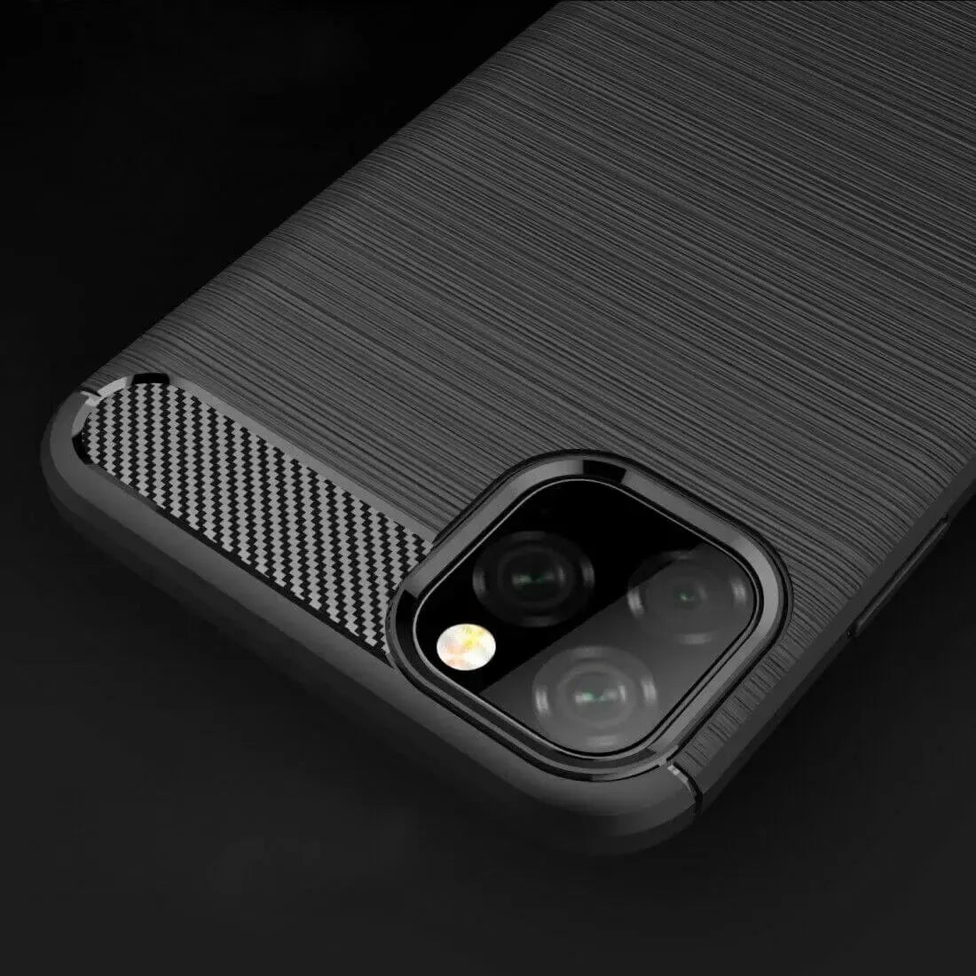 For Apple iPhone 11 Pro Max Carbon Fibre Design Case TPU Cover - Black
