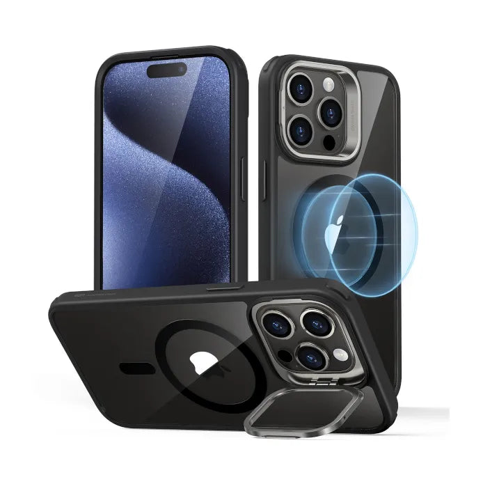 For Apple iPhone 11 Pro Max Skin-Feel Camera Lens Holder Magsafe Case Black