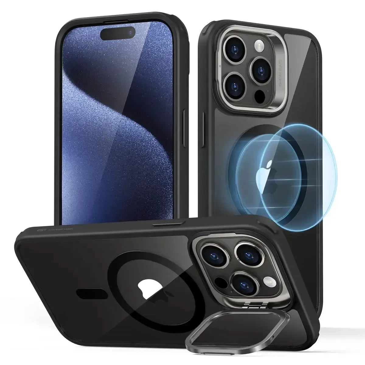 For Apple iPhone 11 Skin-Feel Camera Lens Holder Magsafe Case Black