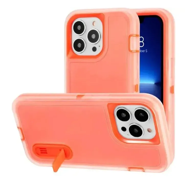 For Apple iPhone 12 / 12 Pro 6.1" Triple Defender With Stander Case Orange