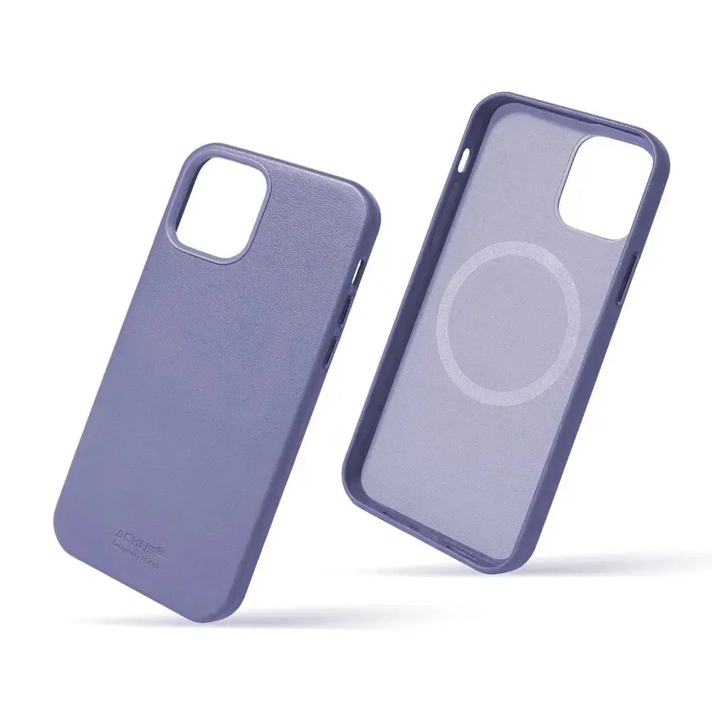 For Apple iPhone 12 / 12Pro Aokus Magsafe Magnetic Leather Case Sky Blue