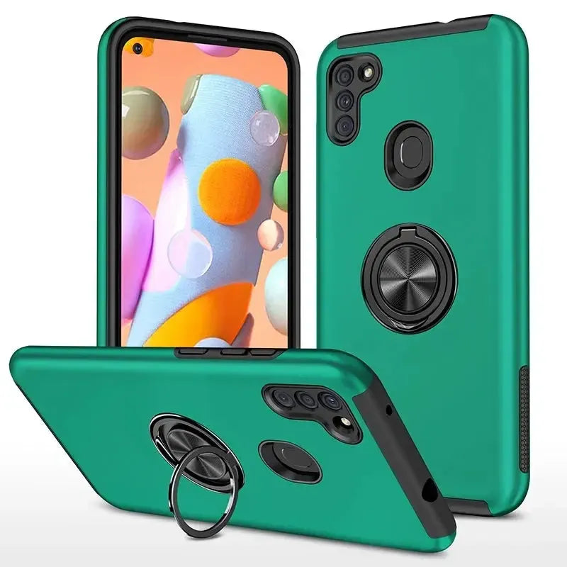 For Apple iPhone 12 6.1" Dual Layer Invisible Ring Case Green