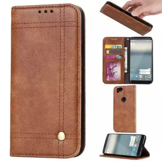 For Apple iPhone 12 Mini (5.4") Vintage Retro Wallet Case Brown