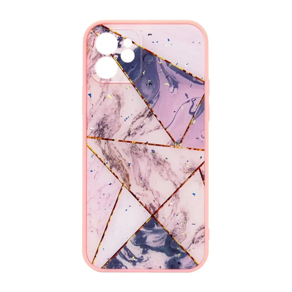 For Apple iPhone 12 Pro Geomatric Violet Triangle Marble Case