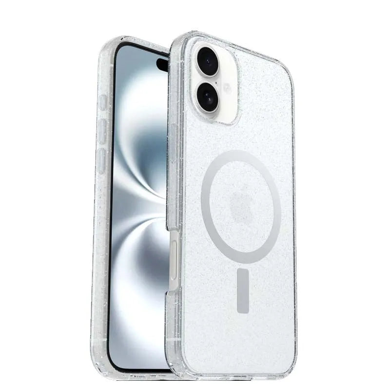 For Apple iPhone 13 / 14 Heavy Duty Symmetry Magsafe Magnetic Case Glitter Clear