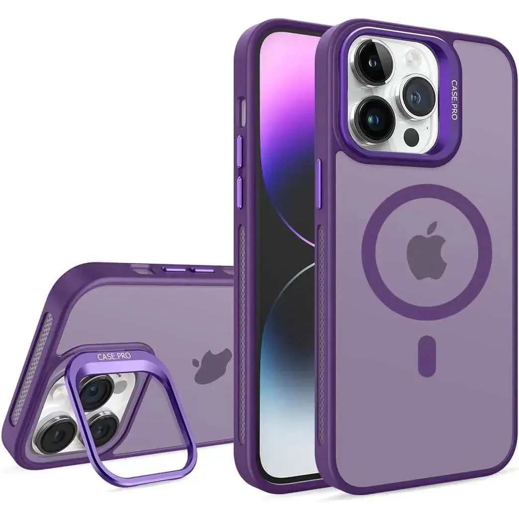 For Apple iPhone 13 / 14 Skin-Feel Camera Holder Magsafe Case Purple