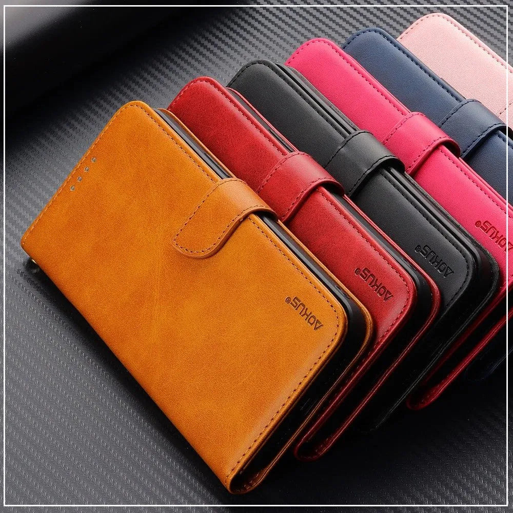 For Apple iPhone 13 (6.1") Premium Aokus Wallet Case Kakhi