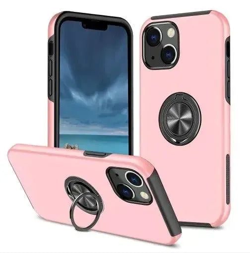 For Apple iPhone 13 Pro (6.1") Dual Layer Invisible Ring Case Pink