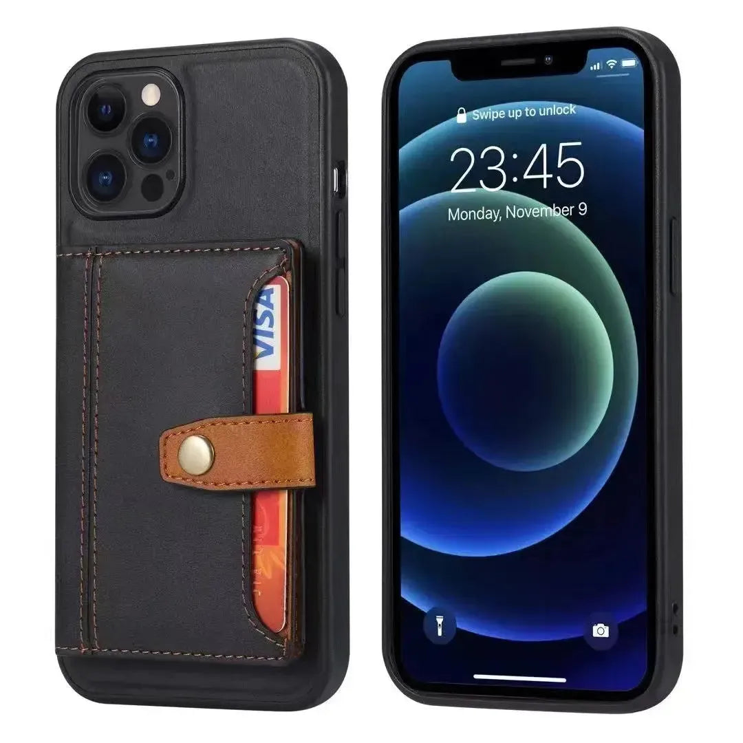 For Apple iPhone 13 Pro Max Premium Aokus Card Pack Wallet Case Black