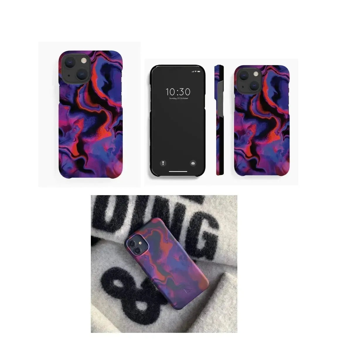 For Apple iPhone 13 Pro Plant Based Purple Red Marble Case
