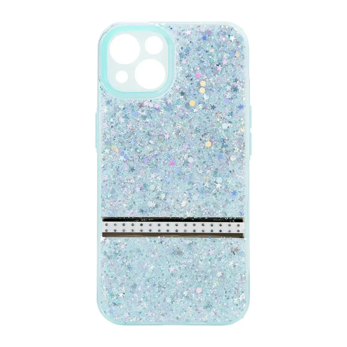 For Apple iPhone 13 Pro Sparking Transparent Diamond Strip Case Cyan