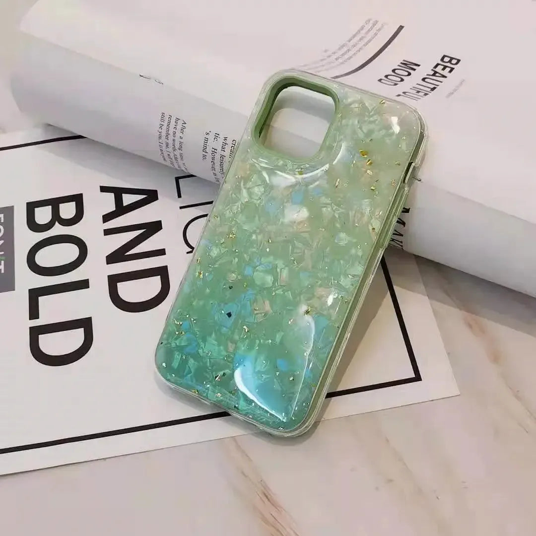 For Apple iPhone 13 Pro Sparkly Drop Shell Gradient Case Green