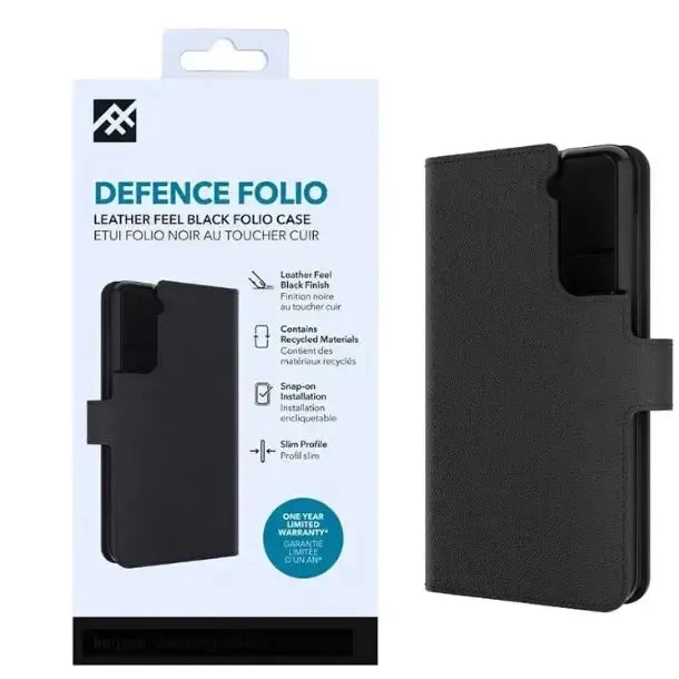 For Apple iPhone 13 ZAGG Defence Folio Leather Feel Case Black