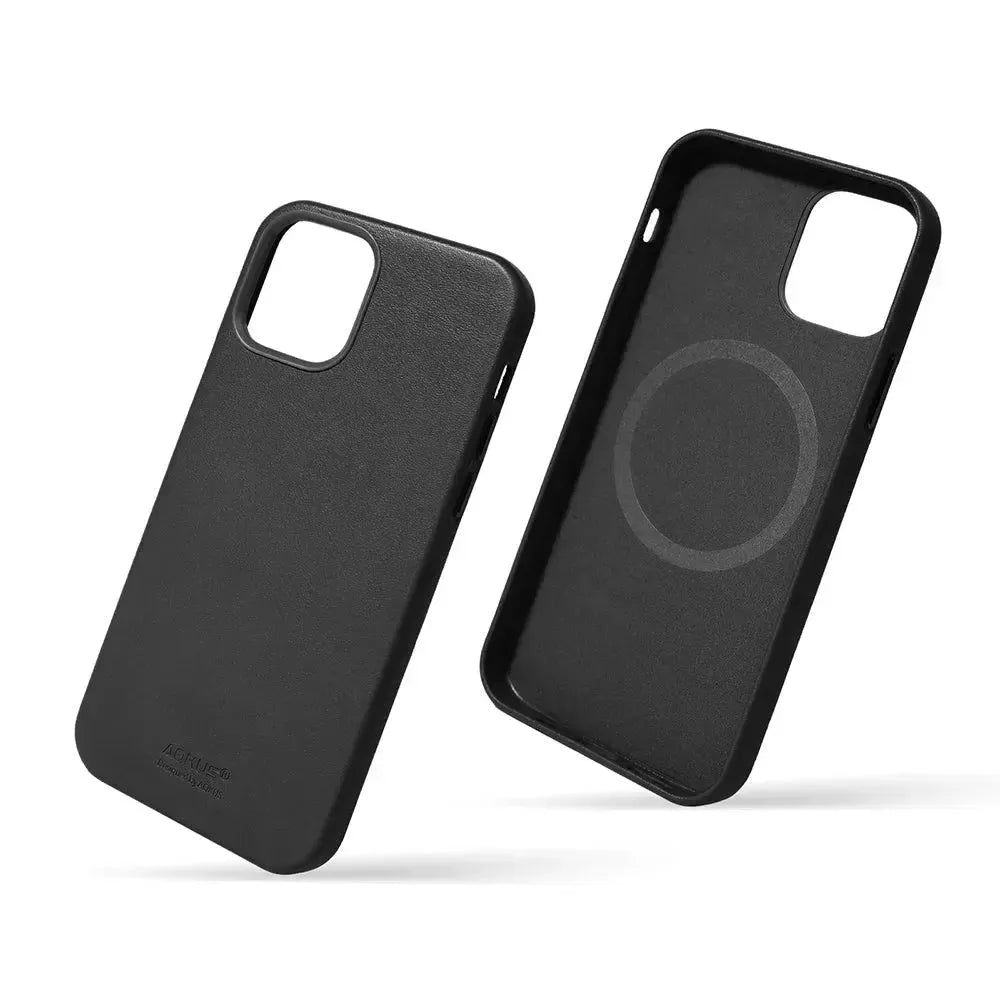 For Apple iPhone 14 Plus Aokus Magsafe Magnetic Leather Case Black