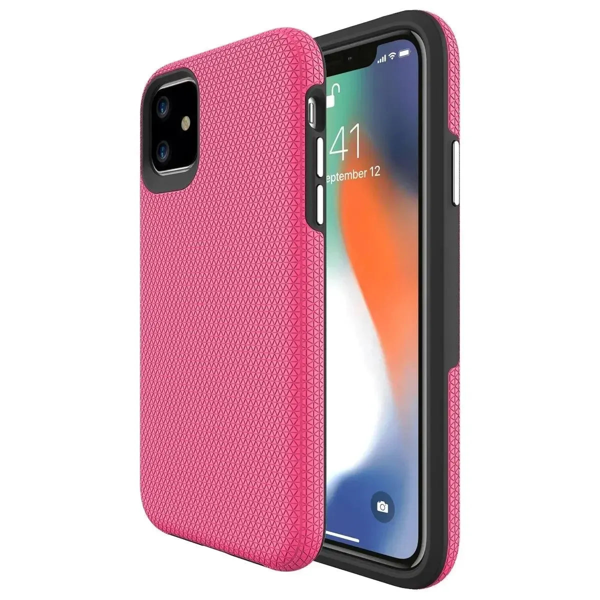 For Apple iPhone 14 Plus Dotted Shockproof Hybrid 2 in 1 Case - Rose