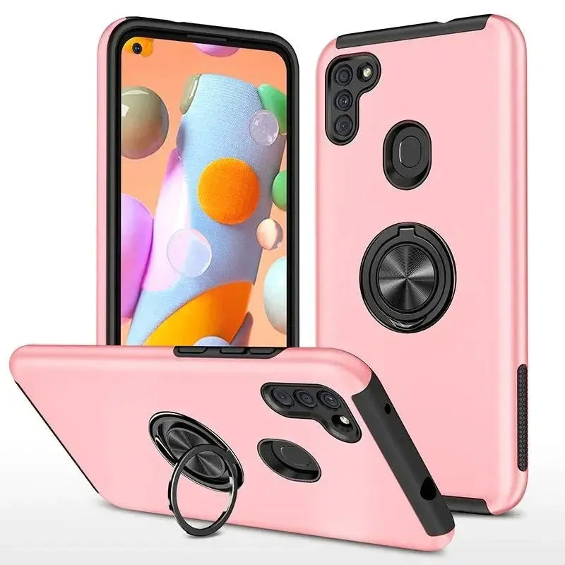 For Apple iPhone 14 Plus Dual Layer Invisible Ring Case - Pink