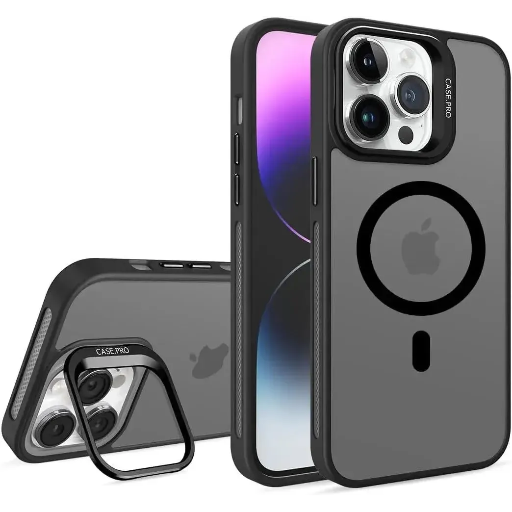 For Apple iPhone 14 Plus Skin-Feel Camera Holder Magsafe Case Black