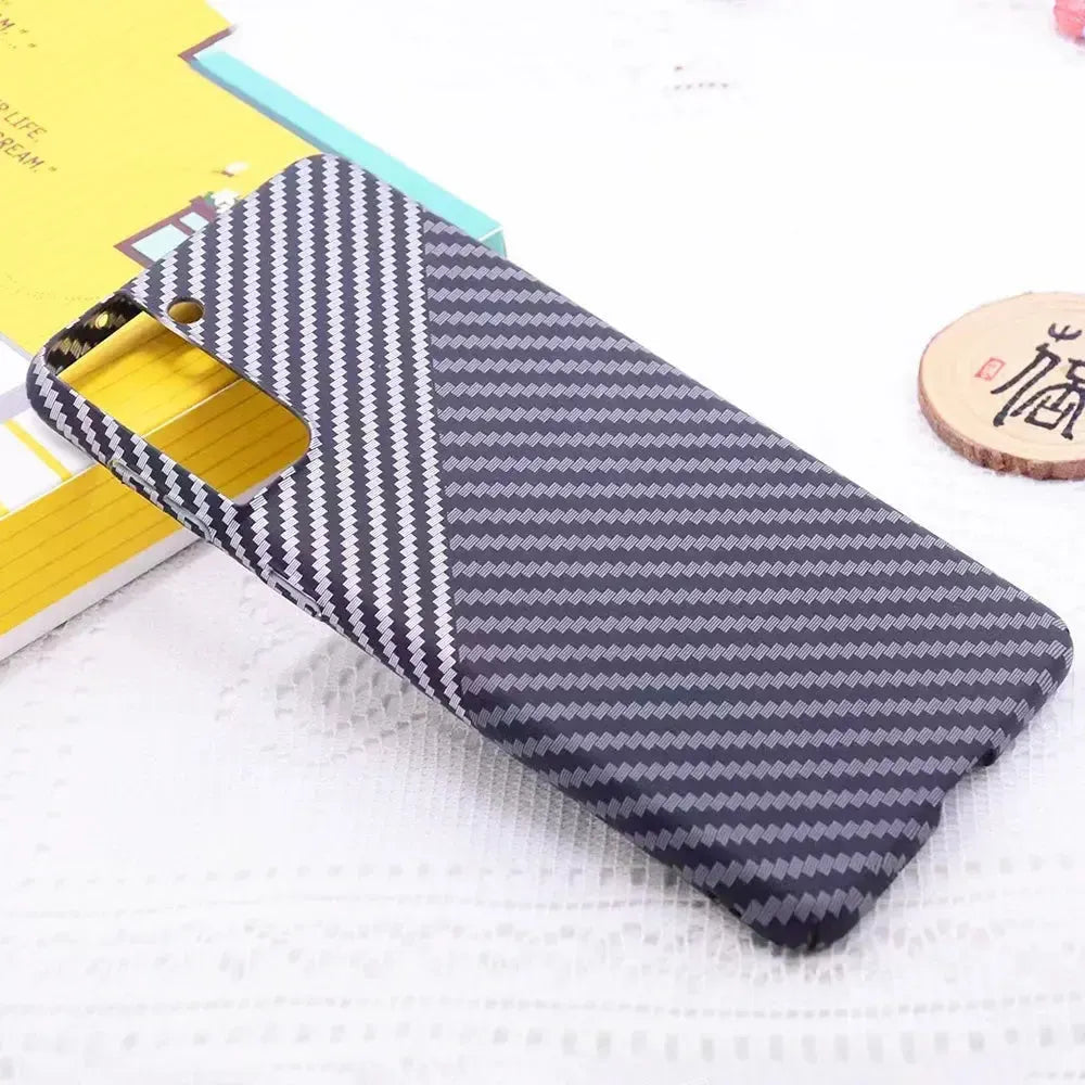 For Apple iPhone 14 Pro Ultra Slim Carbon Fiber Hard Case Black & White