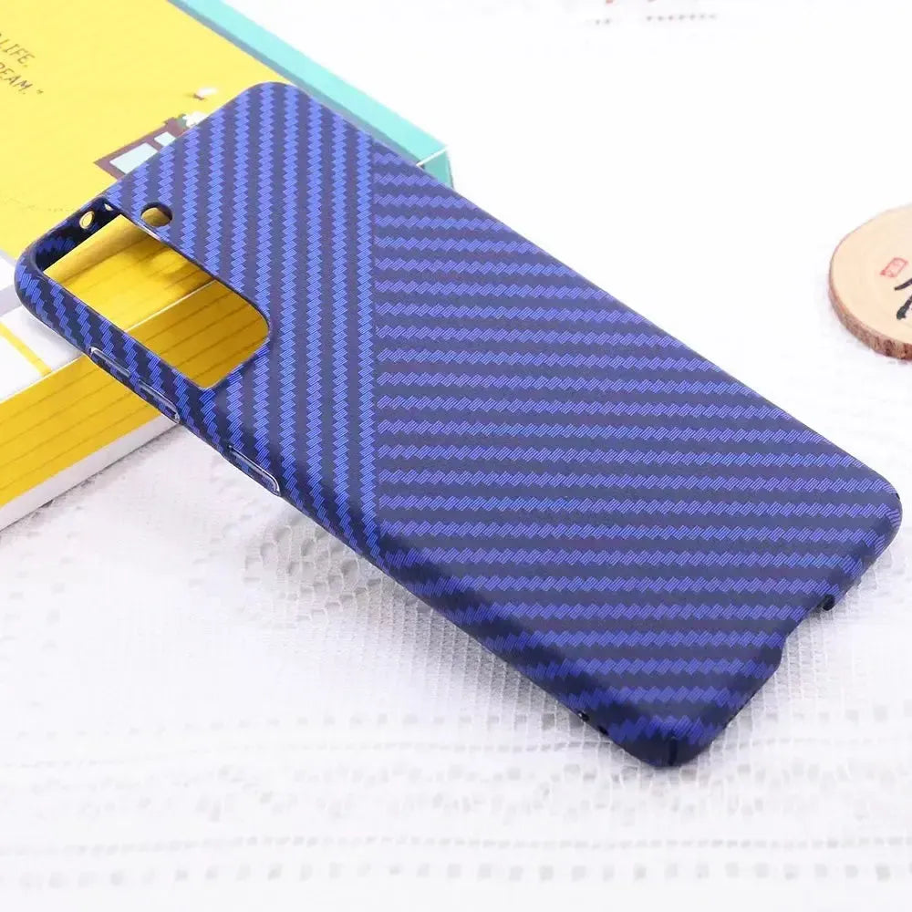 For Apple iPhone 14 Ultra Slim Carbon Fiber Hard Case Blue & Black