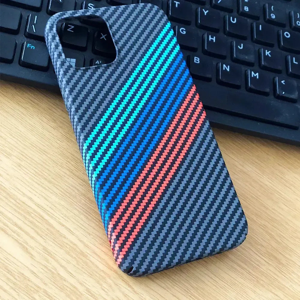 For Apple iPhone 14 Ultra Slim Carbon Fiber Hard Case Rainbow