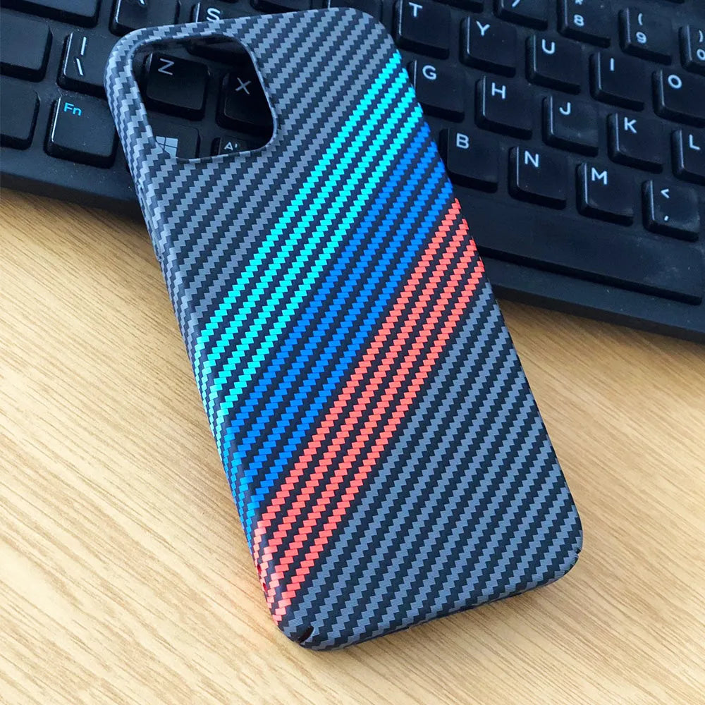For Apple iPhone 14 Ultra Slim Carbon Fiber Hard Case Rainbow