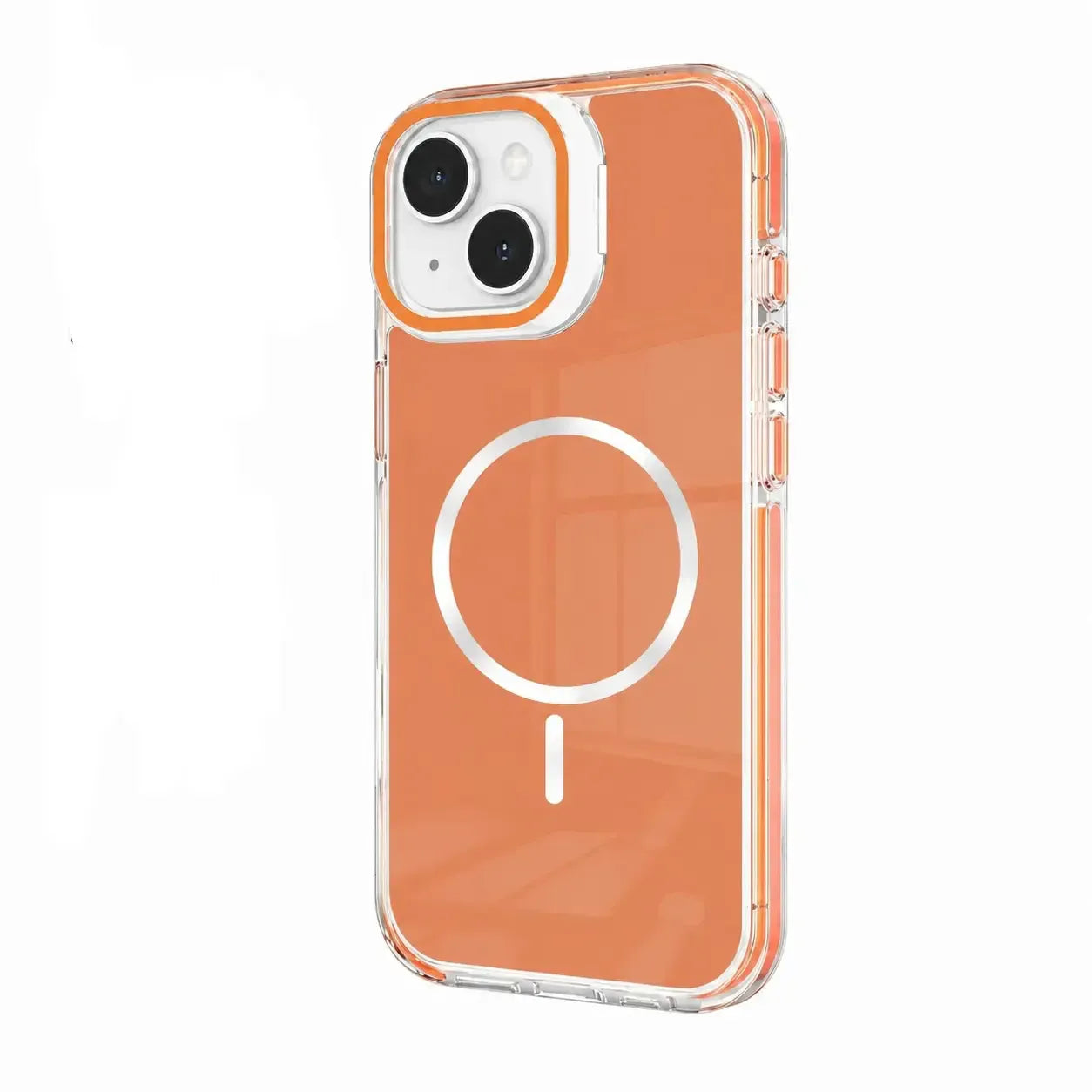 For Apple iPhone 15 Macaron Magsafe Case With Camera Stand Orange