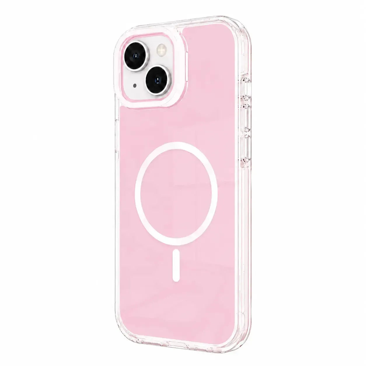 For Apple iPhone 15 Macaron Magsafe Case With Camera Stand Pink