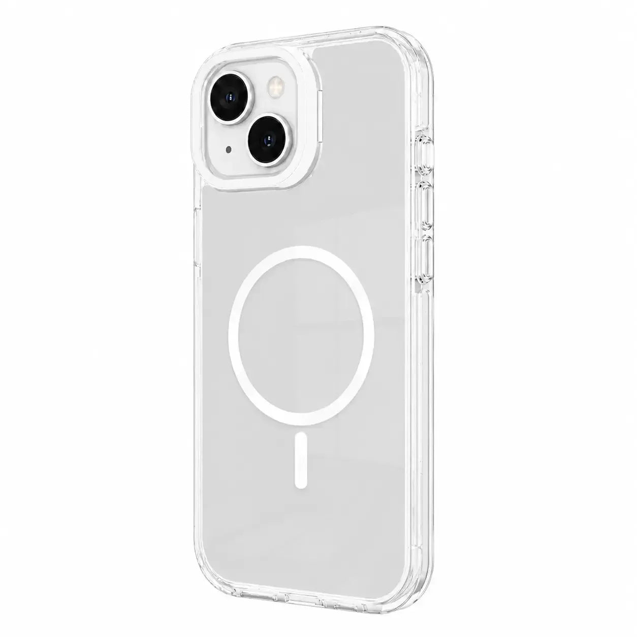 For Apple iPhone 15 Macaron Magsafe Case With Camera Stand White
