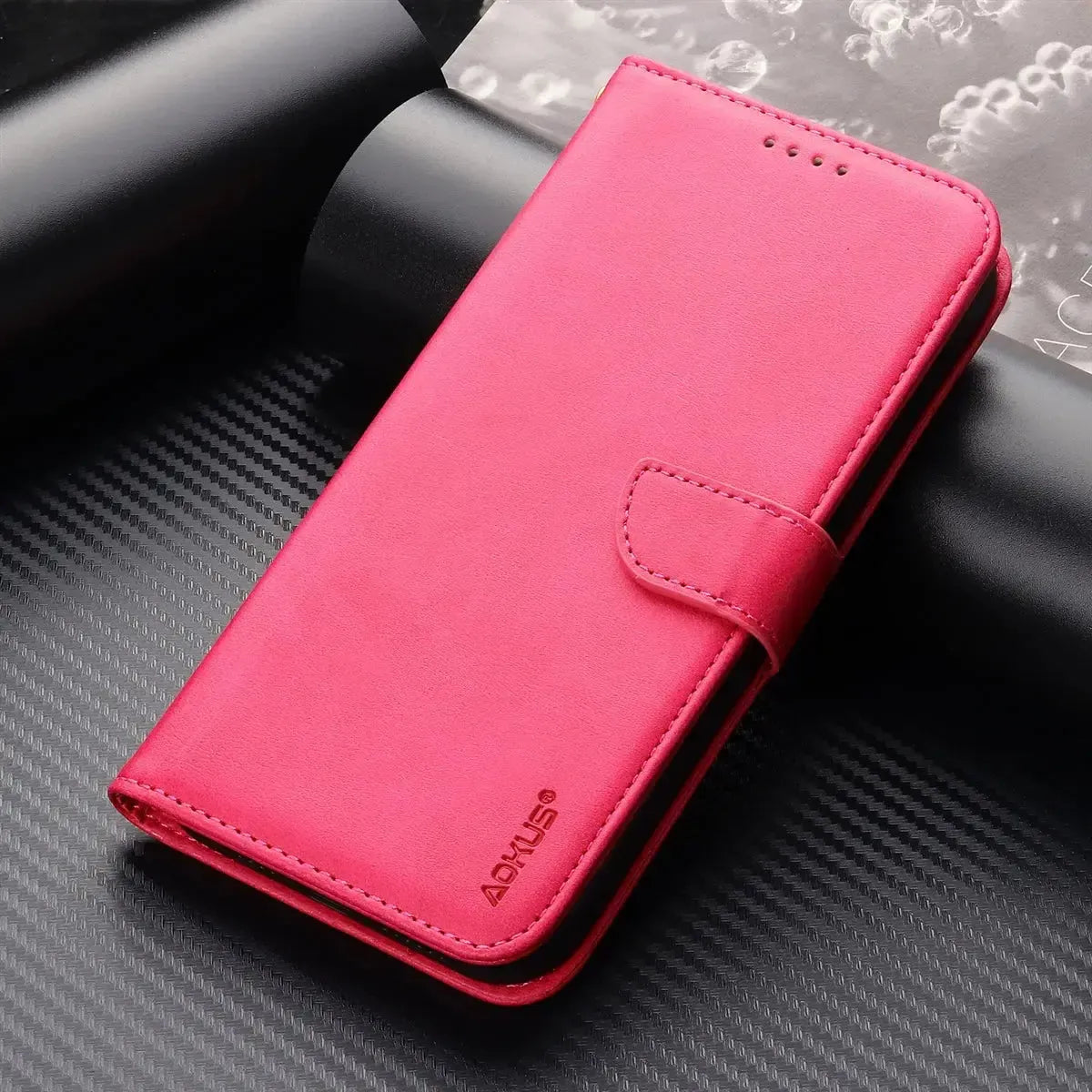 For Apple iPhone 15 Plus Premium Aokus Wallet Case Rose