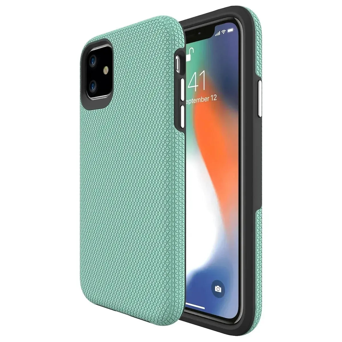 For Apple iPhone 15 Pro Max Dotted Shockproof Hybrid 2 in 1 Case Mint