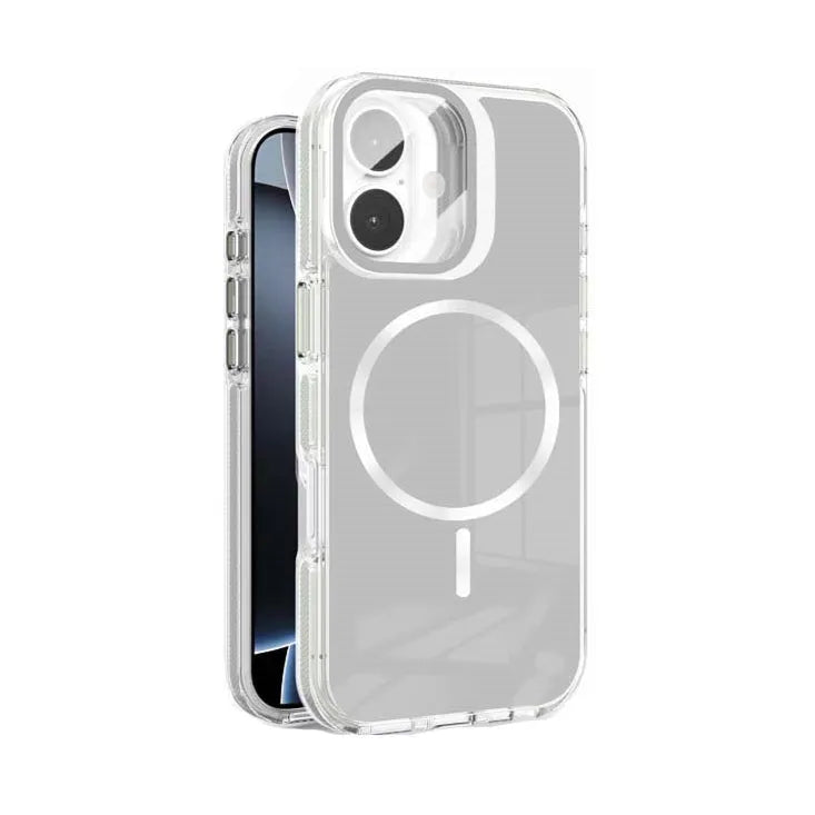 For Apple iPhone 15 Pro Max Macaron Magsafe Case With Camera Stand White