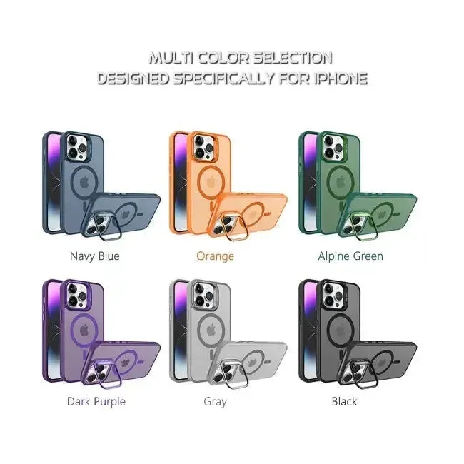 For Apple iPhone 15 Pro Skin-Feel Camera Lens Holder Magsafe Case Black
