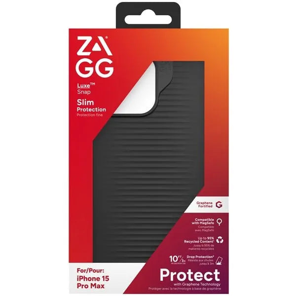 For Apple iPhone 15 Pro Zagg Slim Luxe Snap Protection Case Black