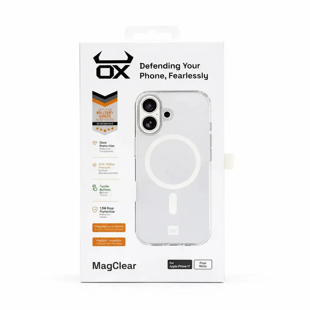 For Apple iPhone 16 OX MagClear With MagSafe Case - Polar White