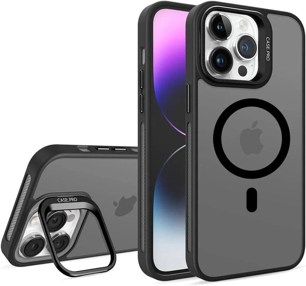 For Apple iPhone 16 Plus Skin-Feel Camera Holder Magsafe Case Black