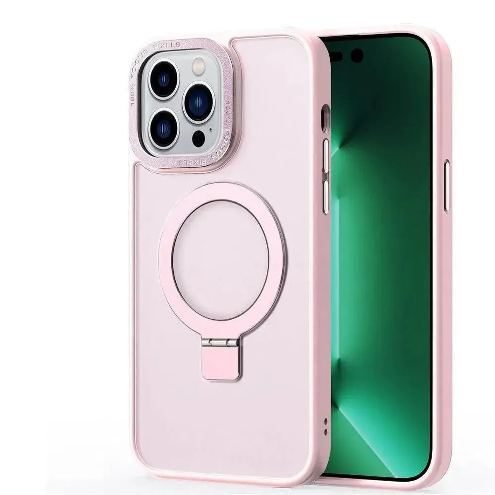 For Apple iPhone 16 Plus Skin-Feel Magsafe (Ring Stand) Case Pink